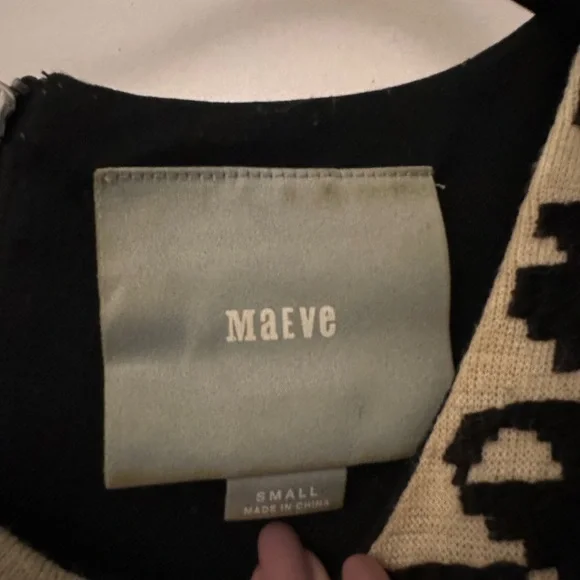 Maeve by Anthropologie black red and cream mixed media color block dress size S - Picture 3 of 4